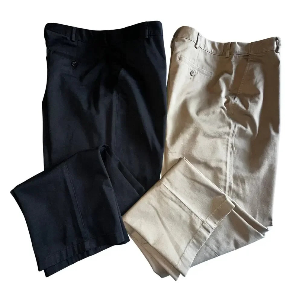L.L. Bean Classic Fit size 16 pants 1 tan + 1 blue chino pants Comfort Waist